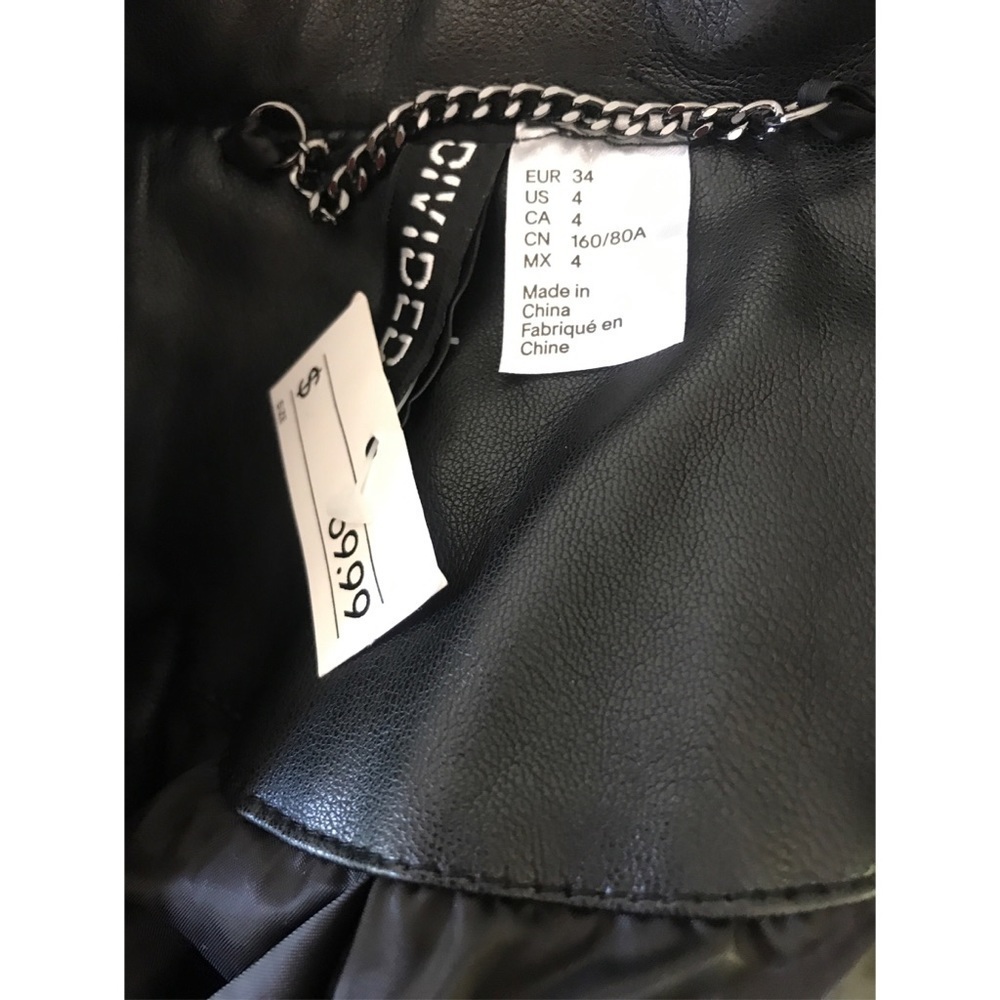 NWT H&M Dinosaur Pins Faux Moto Leather Jacket 4 - Picture 3 of 9
